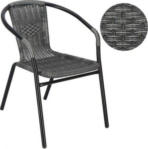 Springos Krzesło ogrodowe, plecione na taras metalowe szare wys. 73 cm UNIWERSALNY 10