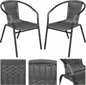 Springos Krzesło ogrodowe 2 szt. plecione na taras metalowe szare zestaw mix UNIWERSALNY 12