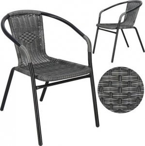Springos Krzesło ogrodowe 2 szt. plecione na taras metalowe szare zestaw mix UNIWERSALNY 13