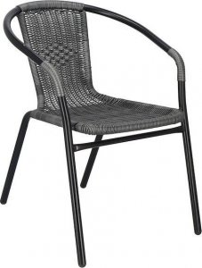 Springos Krzesło ogrodowe 2 szt. plecione na taras metalowe szare zestaw mix UNIWERSALNY 9