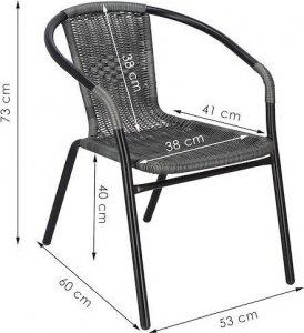 Springos Krzesło ogrodowe 4 szt. plecione na taras metalowe szare zestaw UNIWERSALNY 11