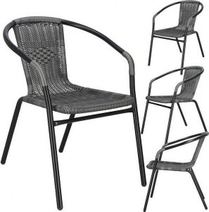 Springos Krzesło ogrodowe 4 szt. plecione na taras metalowe szare zestaw UNIWERSALNY 12