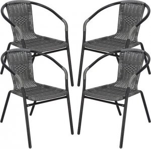 Springos Krzesło ogrodowe 4 szt. plecione na taras metalowe szare zestaw UNIWERSALNY 13