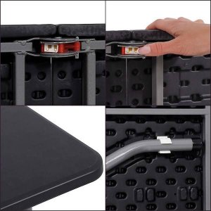 Springos Stół składany cateringowy 180 cm bankietowy stolik ogrodowy, turystyczny walizka czarna UNIWERSALNY 12