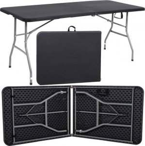 Springos Stół składany cateringowy 180 cm bankietowy stolik ogrodowy, turystyczny walizka czarna UNIWERSALNY 2