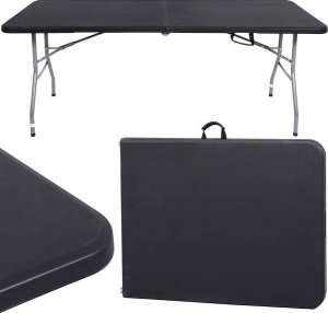 Springos Stół składany cateringowy 180 cm bankietowy stolik ogrodowy, turystyczny walizka czarna UNIWERSALNY 4
