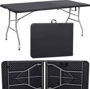 Springos Stół składany cateringowy 180 cm bankietowy stolik ogrodowy, turystyczny walizka czarna UNIWERSALNY 5
