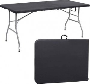 Springos Stół składany cateringowy 180 cm bankietowy stolik ogrodowy, turystyczny walizka czarna UNIWERSALNY 6