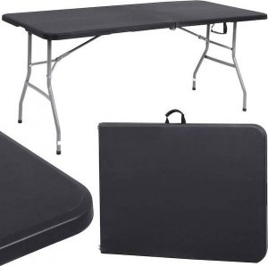 Springos Stół składany cateringowy 180 cm bankietowy stolik ogrodowy, turystyczny walizka czarna UNIWERSALNY 7