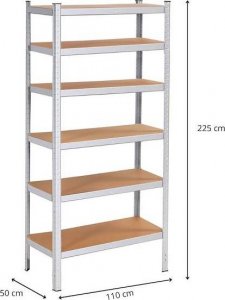 Springos Regał metalowy z 6 półkami 225x110x50 cm 900 kg do garażu, piwnicy UNIWERSALNY 13