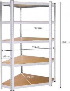 Springos Regał metalowy narożny z 5 półkami 180x90x40 cm 875 kg do garażu, piwnicy UNIWERSALNY 9