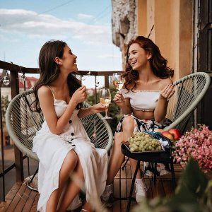 Springos Owalne krzesła ogrodowe, zestaw 2 szt. rattanowe fotele ażurowe wys. 87 cm szare UNIWERSALNY 16