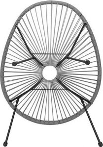 Springos Owalne krzesła ogrodowe, zestaw 2 szt. rattanowe fotele ażurowe wys. 87 cm szare UNIWERSALNY 6