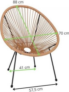 Springos Owalne krzesła ogrodowe, zestaw 2 szt. rattanowe fotele ażurowe beżowe wys. 87 cm UNIWERSALNY 4