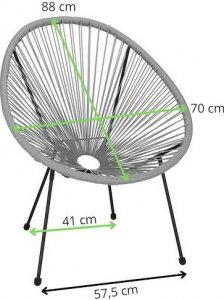 Springos Owalne krzesło ogrodowe, wys. 87 cm rattanowy fotel ażurowy szare UNIWERSALNY 4