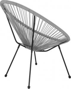 Springos Owalne krzesło ogrodowe, wys. 87 cm rattanowy fotel ażurowy szare UNIWERSALNY 5