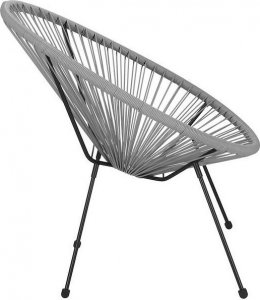 Springos Owalne krzesło ogrodowe, wys. 87 cm rattanowy fotel ażurowy szare UNIWERSALNY 6