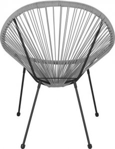 Springos Owalne krzesło ogrodowe, wys. 87 cm rattanowy fotel ażurowy szare UNIWERSALNY 7