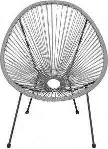 Springos Owalne krzesło ogrodowe, wys. 87 cm rattanowy fotel ażurowy szare UNIWERSALNY 9