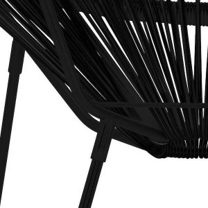 Springos Owalne krzesło ogrodowe, wys. 87 cm rattanowy fotel ażurowy czarne UNIWERSALNY 14