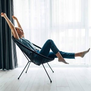 Springos Owalne krzesło ogrodowe, wys. 87 cm rattanowy fotel ażurowy czarne UNIWERSALNY 17