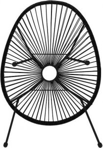 Springos Owalne krzesło ogrodowe, wys. 87 cm rattanowy fotel ażurowy czarne UNIWERSALNY 2