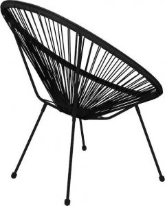 Springos Owalne krzesło ogrodowe, wys. 87 cm rattanowy fotel ażurowy czarne UNIWERSALNY 5