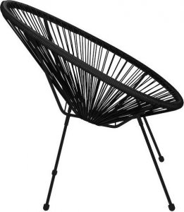 Springos Owalne krzesło ogrodowe, wys. 87 cm rattanowy fotel ażurowy czarne UNIWERSALNY 6