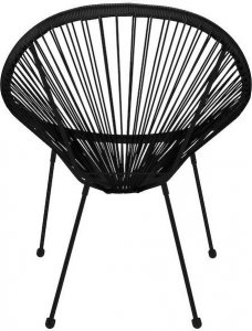 Springos Owalne krzesło ogrodowe, wys. 87 cm rattanowy fotel ażurowy czarne UNIWERSALNY 7