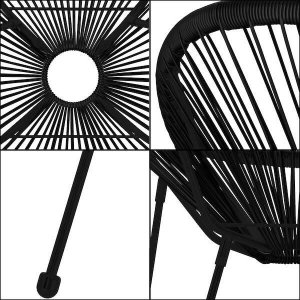 Springos Owalne krzesło ogrodowe, wys. 87 cm rattanowy fotel ażurowy czarne UNIWERSALNY 8