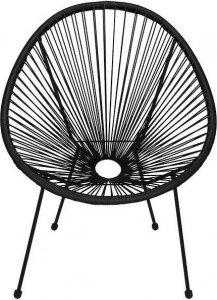 Springos Owalne krzesło ogrodowe, wys. 87 cm rattanowy fotel ażurowy czarne UNIWERSALNY 9