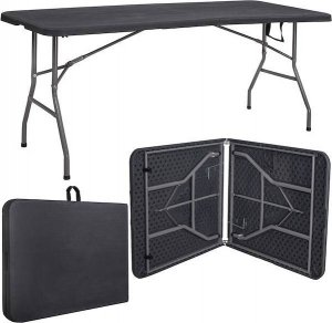 Springos Stół składany cateringowy 180 cm bankietowy stolik ogrodowy, turystyczny walizka czarny UNIWERSALNY 1