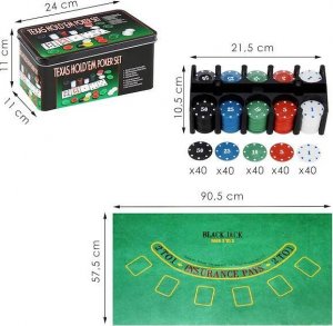 Springos Zestaw do pokera 200 żetonów karty mata Texas UNIWERSALNY 3