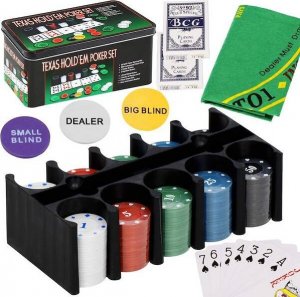 Springos Zestaw do pokera 200 żetonów karty mata Texas UNIWERSALNY 9