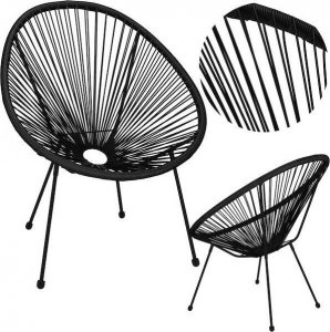 Springos Krzesła ogrodowe owalne 2 szt. wys. 87 cm rattanowe fotele ażurowe czarne UNIWERSALNY 1