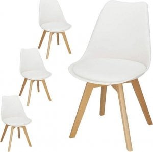 Springos Krzesło skandynawskie 4 szt. do kuchni salonu jadalni Verde tapicerowana poduszka białe UNIWERSALNY 1