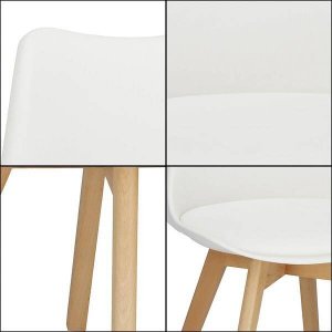 Springos Krzesło skandynawskie 4 szt. do kuchni salonu jadalni Verde tapicerowana poduszka białe UNIWERSALNY 2