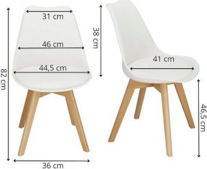 Springos Krzesło skandynawskie 4 szt. do kuchni salonu jadalni Verde tapicerowana poduszka białe UNIWERSALNY 3
