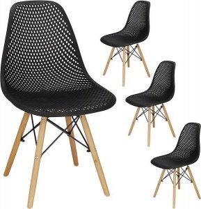 Springos Krzesło skandynawskie 4 szt. krzesła do kuchni salonu jadalni dziurkowane czarne UNIWERSALNY 1