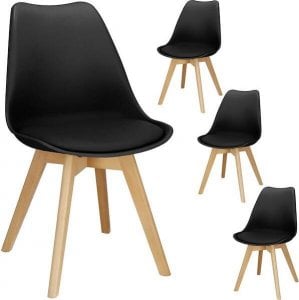 Springos Krzesło skandynawskie 4 szt. krzesła do kuchni salonu jadalni Verde tapicerowana poduszka czarne UNIWERSALNY 1