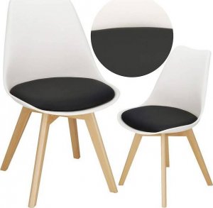 Springos Krzesło skandynawskie do kuchni salonu jadalni Verde ekoskóra biało-czarne UNIWERSALNY 1