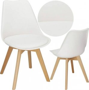 Springos Krzesło skandynawskie do kuchni salonu jadalni Verde tapicerowana poduszka białe UNIWERSALNY 1