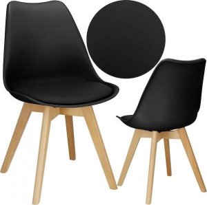 Springos Krzesło skandynawskie do kuchni salonu jadalni Verde tapicerowana poduszka czarne 1
