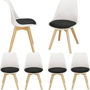 Springos Krzesło skandynawskie krzesła 4 szt. do kuchni salonu jadalni Verde ekoskóra biało-czarne UNIWERSALNY 1