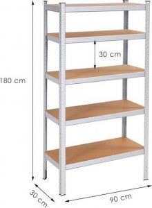 Springos Regał metalowy z 5 półkami 180x90x30cm 875kg do garażu, piwnicy UNIWERSALNY 12