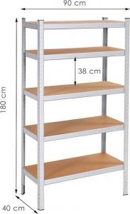 Springos Regał metalowy z 5 półkami 180x90x40cm 875kg do garażu, piwnicy UNIWERSALNY 11
