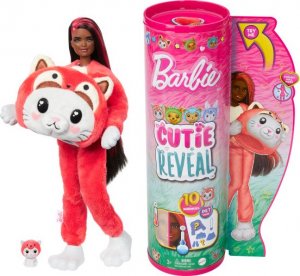 Lalka Barbie Mattel Cutie Reveal Kotek-Panda Czerwona Seria Kostiumy Zwierzaczki (HRK23) 1