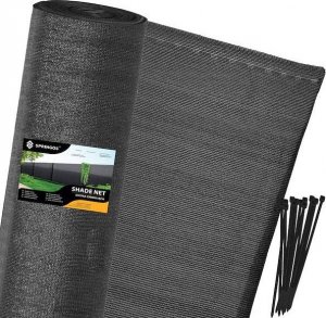 Springos Siatka cieniująca 63% osłonowa 1,5x50 m antracytowa 200 szt. opasek zaciskowych UNIWERSALNY 3