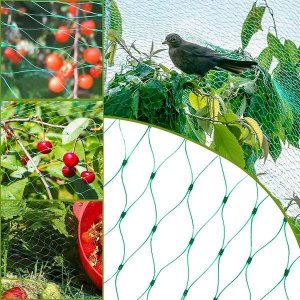 Springos Siatka na ptaki zabezpieczająca ochronna 10x20 m z szpilkami mocującymi 20 szt. zielona UNIWERSALNY 3