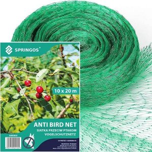 Springos Siatka na ptaki zabezpieczająca ochronna 10x20 m z szpilkami mocującymi 20 szt. zielona UNIWERSALNY 4